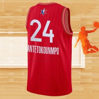 Camiseta All Star 2020 Milwaukee Bucks Giannis Antetokounmpo NO 24 Rojo