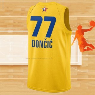 Camiseta All Star 2021 Dallas Mavericks Luka Doncic NO 77 Oro