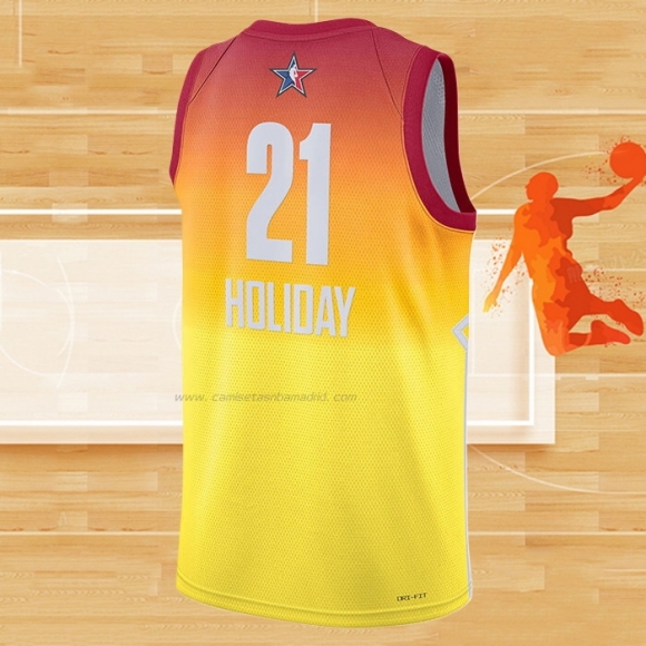 Camiseta All Star 2023 Milwaukee Bucks Jrue Holiday NO 21 Naranja