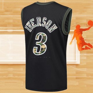 Camiseta Philadelphia 76ers Allen Iverson NO 3 Camuflaje Verde