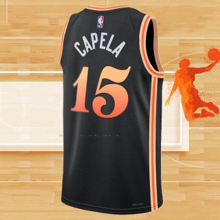 Camiseta Atlanta Hawks Clint Capela NO 15 Ciudad 2022-23 Negro