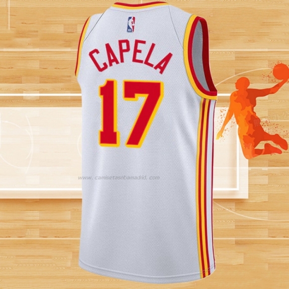 Camiseta Atlanta Hawks Clint Capela NO 17 Association 2020-21 Blanco