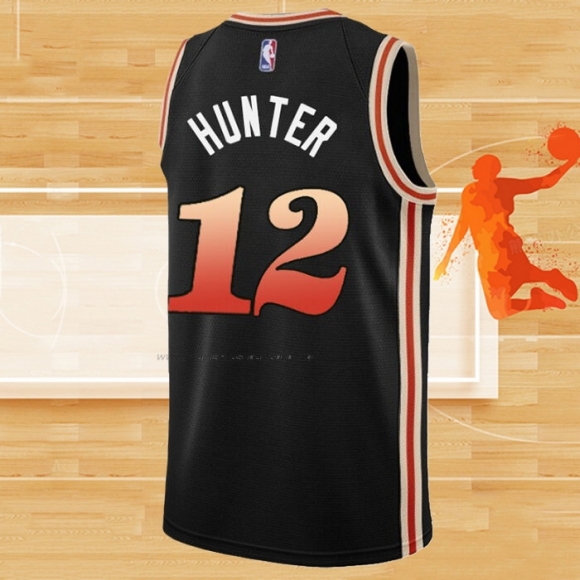 Camiseta Atlanta Hawks De'andre Hunter NO 12 Ciudad 2022-23 Negro