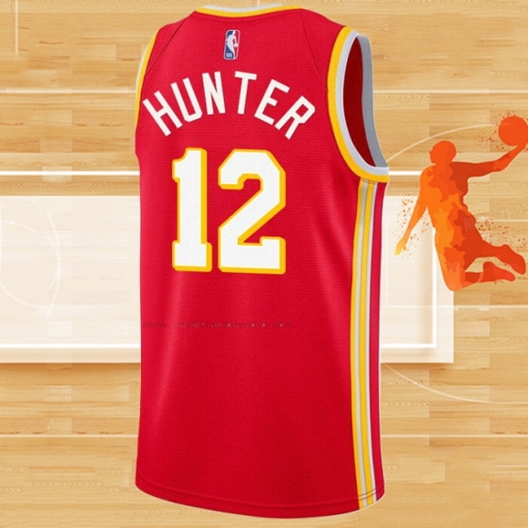 Camiseta Atlanta Hawks De'Andre Hunter NO 12 Icon 2020-21 Rojo