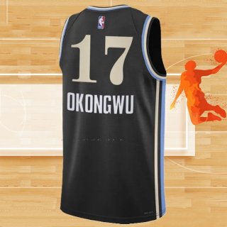 Camiseta Atlanta Hawks Onyeka Okongwu NO 17 Ciudad 2023-24 Negro
