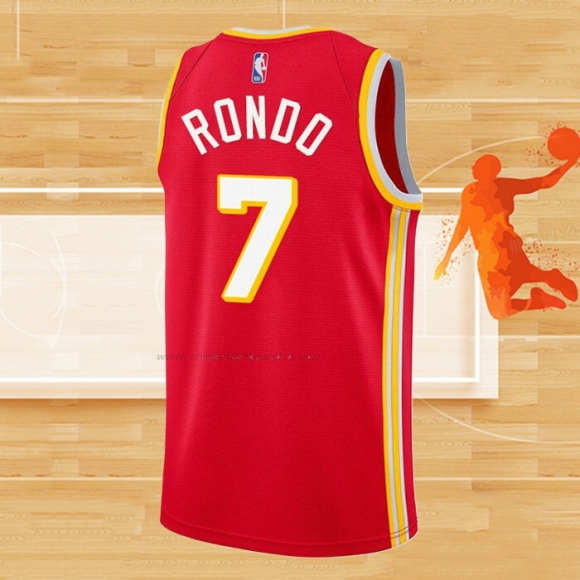 Camiseta Atlanta Hawks Rajon Rondo NO 7 Icon 2020-21 Rojo