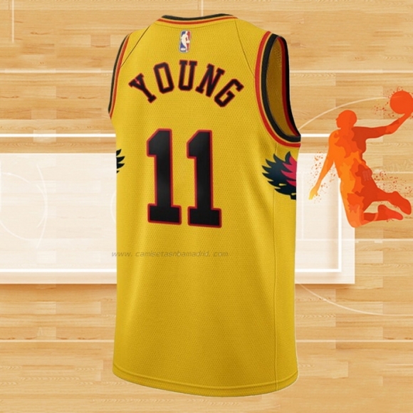 Camiseta Atlanta Hawks Trae Young NO 11 Ciudad 2021-22 Amarillo