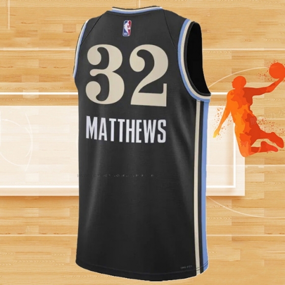 Camiseta Atlanta Hawks Wesley Matthews NO 32 Ciudad 2023-24 Negro