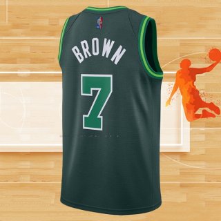 Camiseta Boston Celtics Jaylen Brown NO 7 Earned 2020-21 Verde