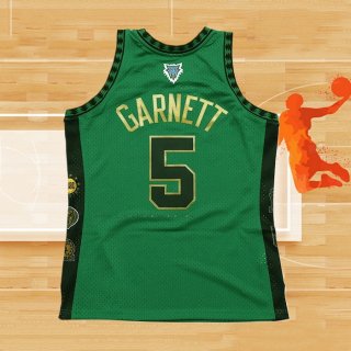 Camiseta Boston Celtics Kevin Garnett NO 5 Hardwood Classics Throwback Hall of Fame Verde