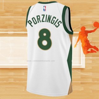 Camiseta Boston Celtics Kristaps Porzingis NO 8 Ciudad 2023-24 Blanco