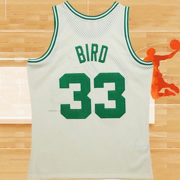 Camiseta Boston Celtics Larry Bird NO 33 Mitchell & Ness Chainstitch Crema