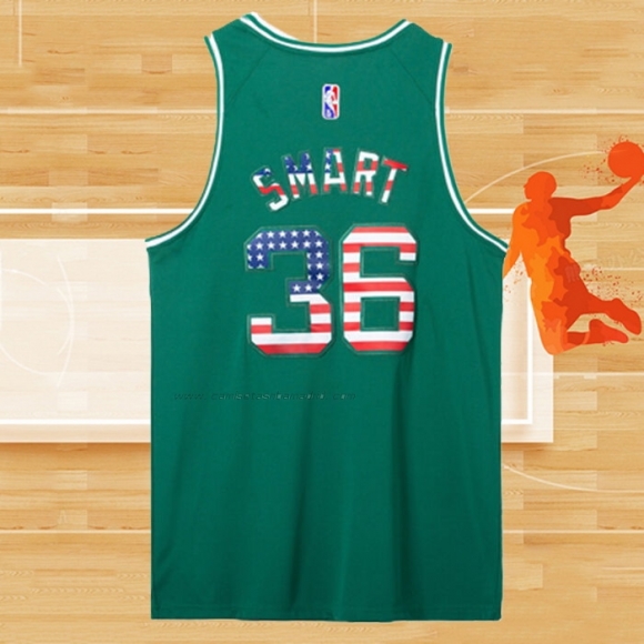 Camiseta Boston Celtics Marcus Smart NO 36 75th Bandera Edition Verde