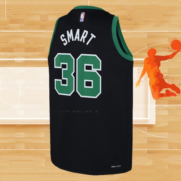 Camiseta Nino Boston Celtics Marcus Smart NO 36 Statement Negro