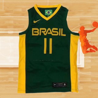 Camiseta Brasil Anderson Varejao NO 11 2019 FIBA Baketball World Cup Verde