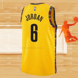 Camiseta Brooklyn Nets Deandre Jordan NO 6 Ciudad 2020-21 Amarillo