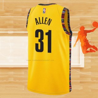 Camiseta Brooklyn Nets Jarrett Allen NO 31 Ciudad 2020-21 Amarillo