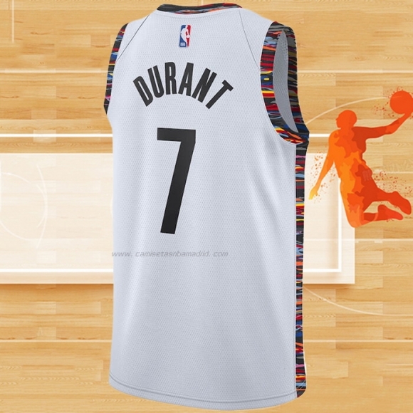 Camiseta Brooklyn Nets Kevin Durant NO 7 Ciudad 2019-20 Blanco