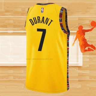 Camiseta Brooklyn Nets Kevin Durant NO 7 Ciudad 2020-21 Amarillo