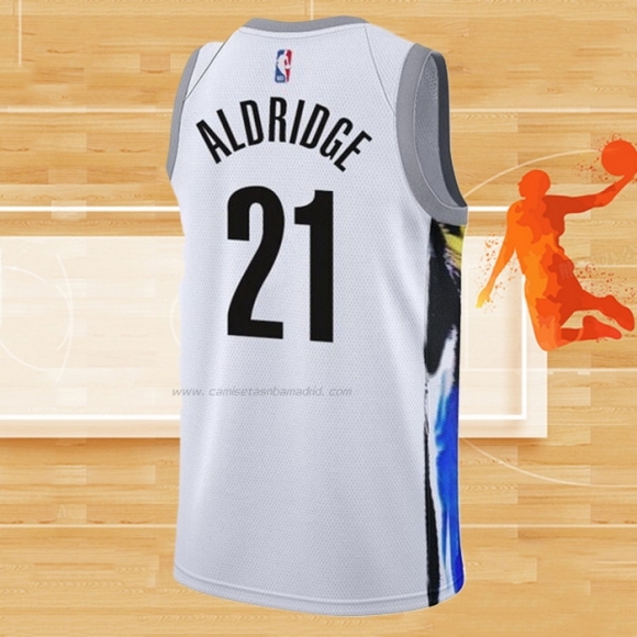 Camiseta Brooklyn Nets Lamarcus Aldridge NO 21 Ciudad 2022-23 Blanco