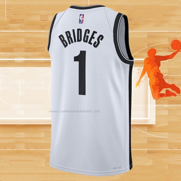 Camiseta Brooklyn Nets Mikal Bridges NO 1 Association 2022-23 Blanco