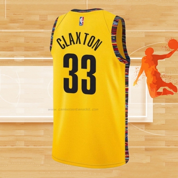 Camiseta Brooklyn Nets Nicolas Claxton NO 33 Ciudad 2020-21 Amarillo