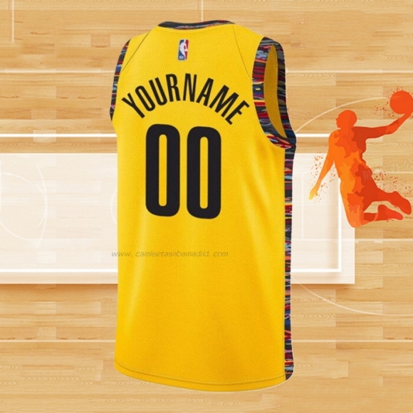 Camiseta Brooklyn Nets Personalizada Ciudad 2020-21 Amarillo