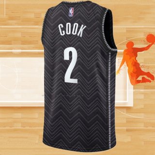 Camiseta Brooklyn Nets Tyler Cook NO 2 Earned 2020-21 Negro