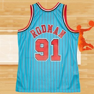 Camiseta Chicago Bulls Dennis Rodman NO 91 Mitchell & Ness 1995-96 Azul