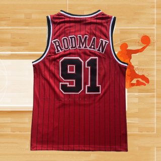 Camiseta Chicago Bulls Dennis Rodman NO 91 Mitchell & Ness 1996-97 Rojo