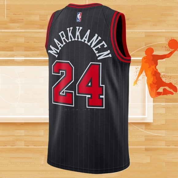 Camiseta Chicago Bulls Lauri Markkanen NO 24 Statement 2020-21 Negro