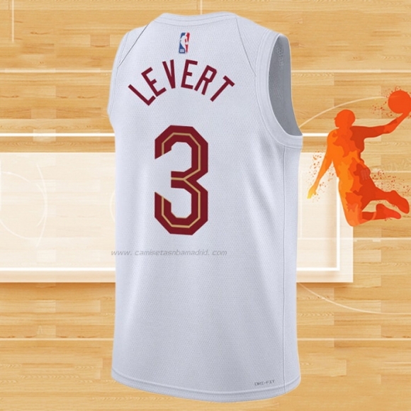 Camiseta Cleveland Cavaliers Caris Levert NO 3 Association 2022-23 Blanco