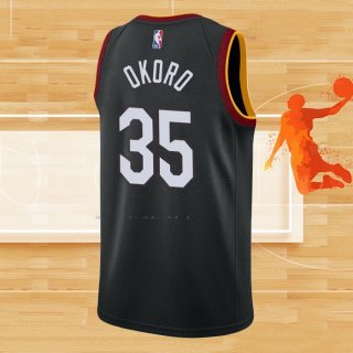 Camiseta Cleveland Cavaliers Isaac Okoro NO 35 Ciudad 2020-21 Negro