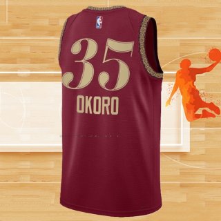 Camiseta Cleveland Cavaliers Isaac Okoro NO 35 Ciudad 2023-24 Rojo