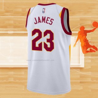 Camiseta Cleveland Cavaliers Lebron James NO 23 Association 2017-18 Blanco