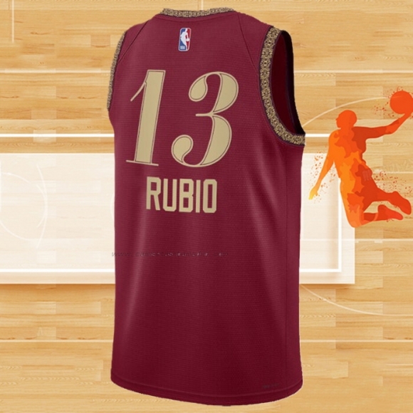 Camiseta Cleveland Cavaliers Ricky Rubio NO 13 Ciudad 2023-24 Rojo