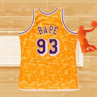 Camiseta Los Angeles Lakers Bape NO 93 Mitchell & Ness Amarillo