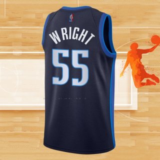 Camiseta Dallas Mavericks Delon Wright NO 55 Earned 2020-21 Azul