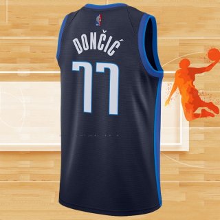 Camiseta Dallas Mavericks Luka Doncic NO 77 Earned 2020-21 Azul