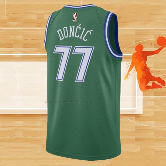 Camiseta Dallas Mavericks Luka Doncic NO 77 Mitchell & Ness 2018-19 Verde