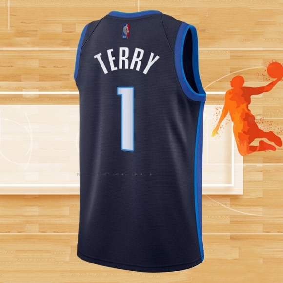 Camiseta Dallas Mavericks Tyrell Terry NO 1 Earned 2020-21 Azul