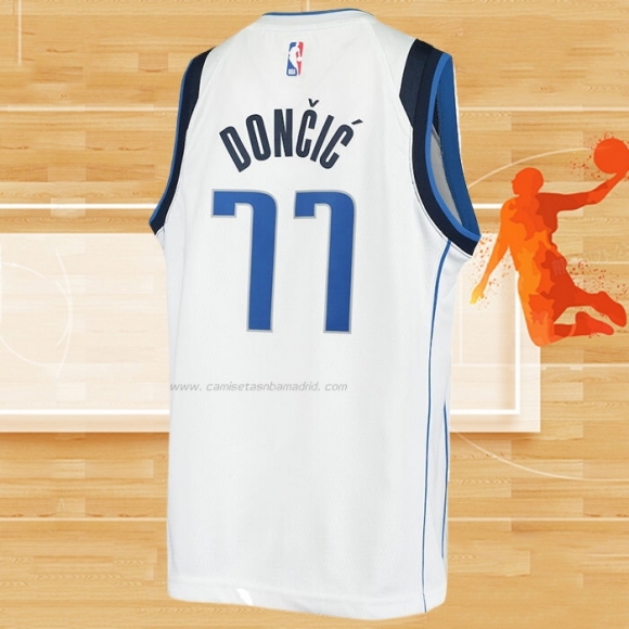 Camiseta Nino Dallas Mavericks Luka Doncic NO 77 Association Blanco