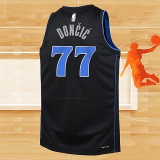 Camiseta Nino Dallas Mavericks Luka Doncic NO 77 Ciudad 2023-24 Azul