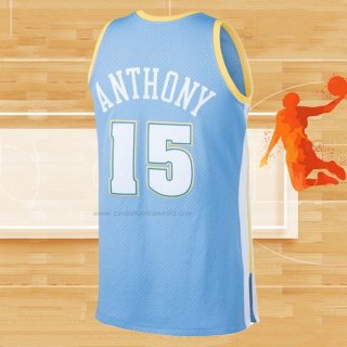 Camiseta Denver Nuggets Carmelo Anthony NO 15 Mitchell & Ness 2003-04 Azul