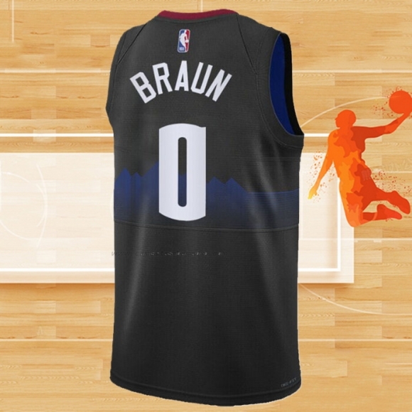 Camiseta Denver Nuggets Christian Braun NO 0 Ciudad 2023-24 Negro