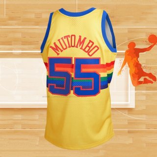 Camiseta Denver Nuggets Dikembe Mutombo NO 55 Mitchell & Ness 1991-92 Amarillo