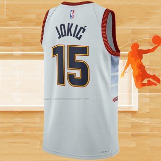 Camiseta Denver Nuggets Nikola Jokic NO 15 Ciudad 2022-23 Blanco