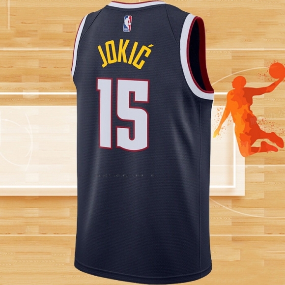 Camiseta Denver Nuggets Nikola Jokic NO 15 Icon 2020-21 Azul