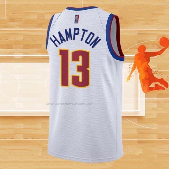 Camiseta Denver Nuggets R.J. Hampton NO 13 Earned 2020-21 Blanco