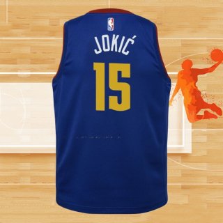 Camiseta Nino Denver Nuggets Nikola Jokic NO 15 Statement Azul